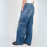 Le Temps Des Cerises Blue Holly Wide Leg Jeans