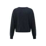 YAYA Inkwell Blue Textured Round Neck Long Sleeve Sweater