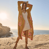 Spell Coastal Granny Maxi Cardigan in Mustard