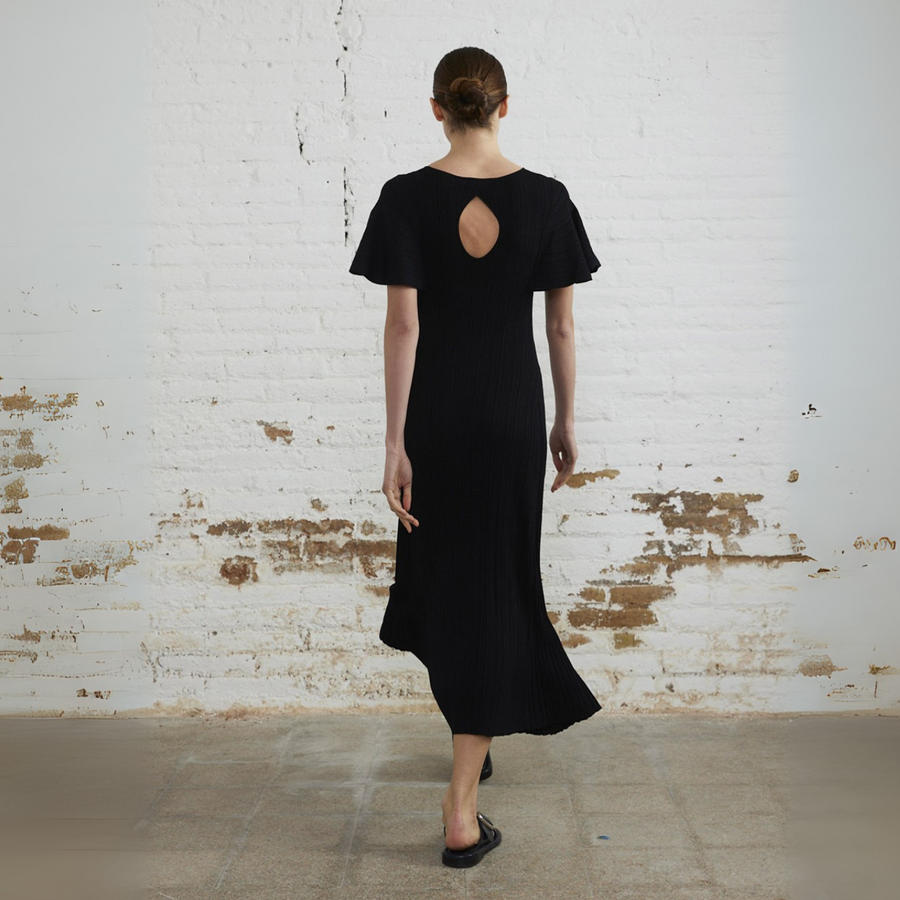 Sita Murt Balck Short Sleeve Ribbed Dress