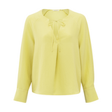 Yaya Shiny Lemon Grass Yellow V-Neck Top