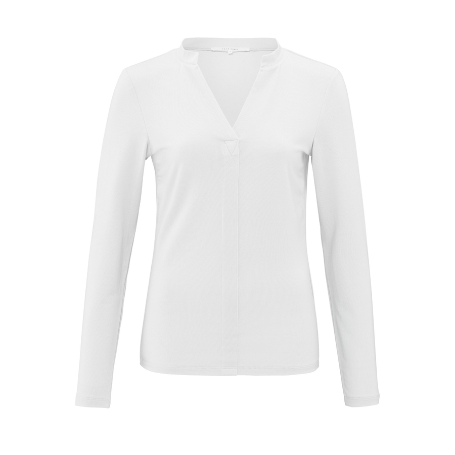 Yaya Pure White Jersey Henley Top