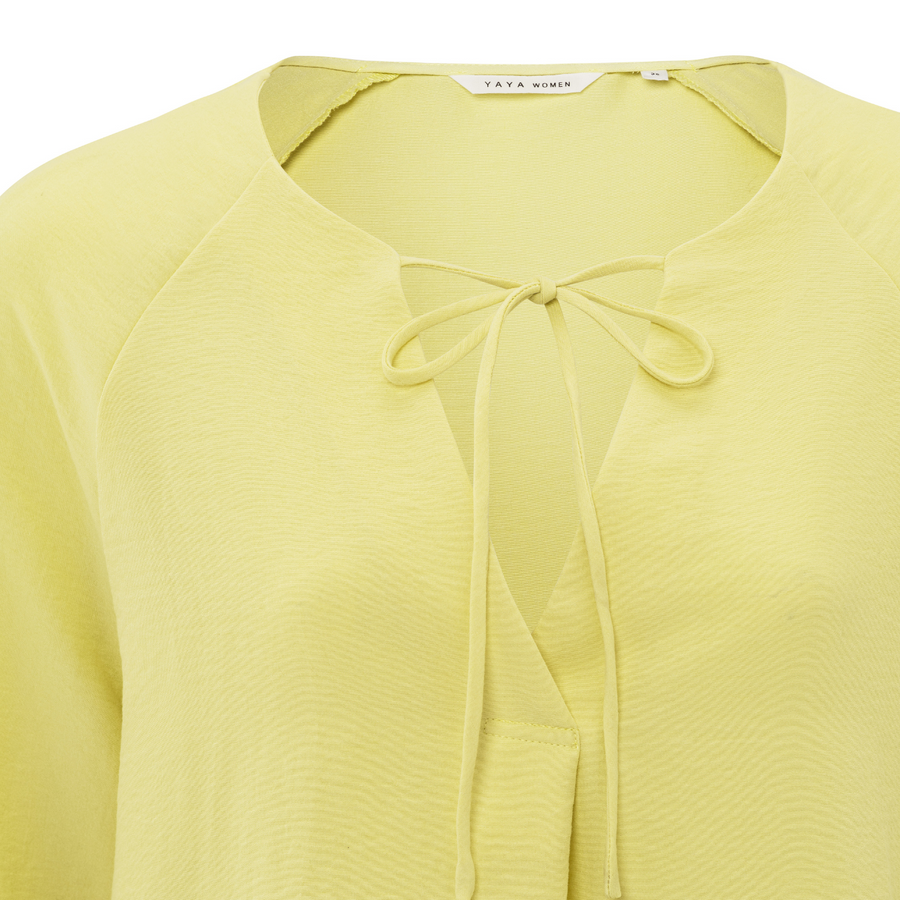 Yaya Shiny Lemon Grass Yellow V-Neck Top