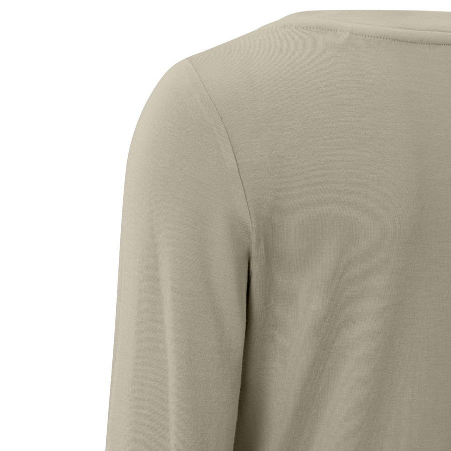 YAYA Aluminium Beige Boatneck Longsleeve T-Shirt