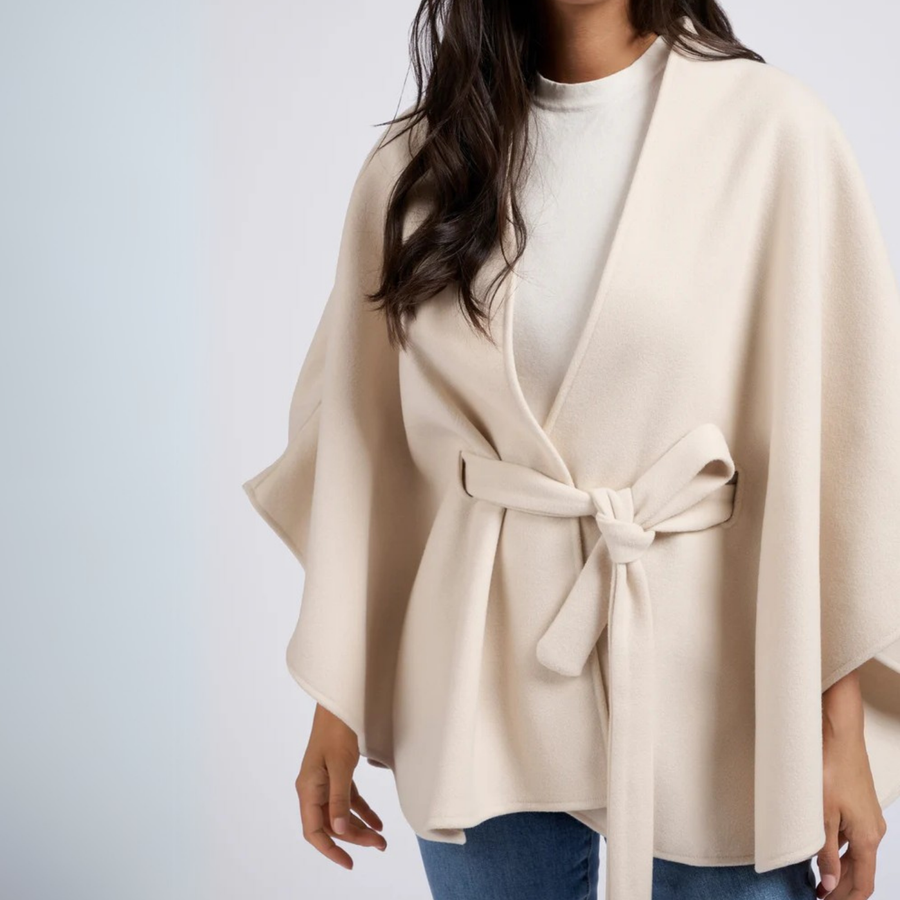 YAYA Beige Melange Poncho with a Strap