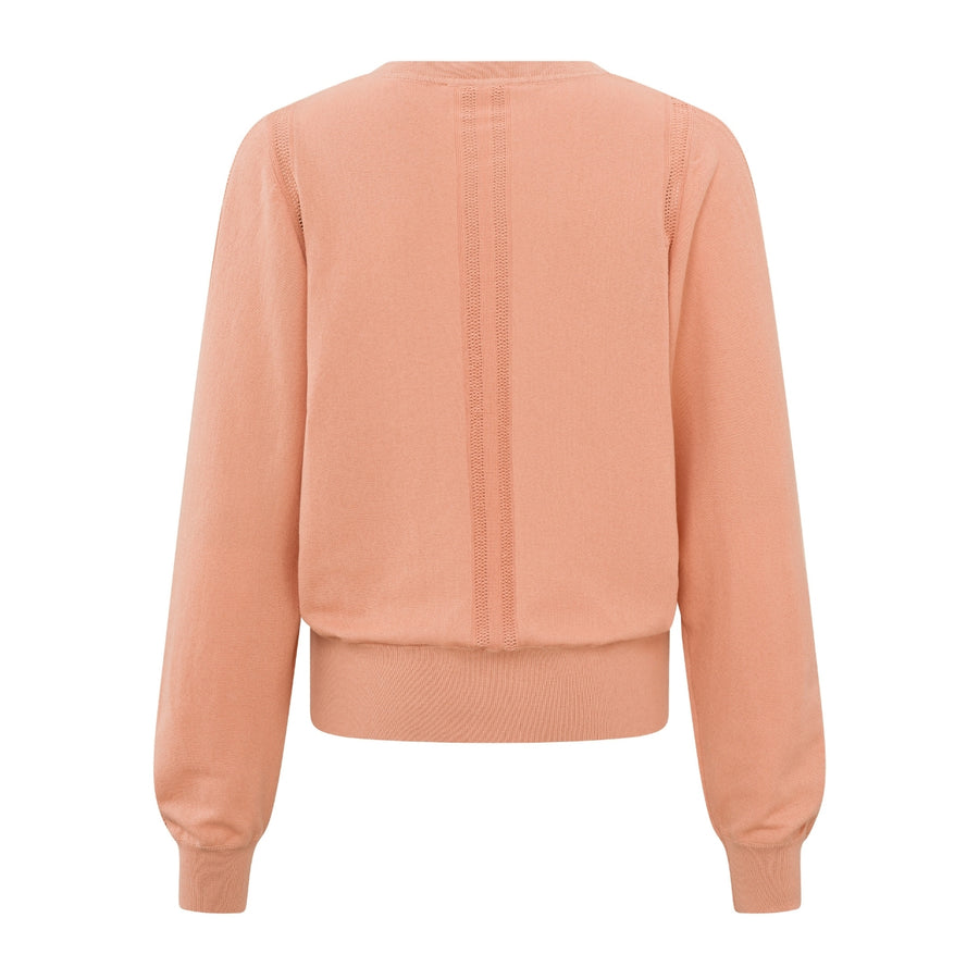 YAYA Dusty Coral Orange Sweater with Mesh Detail