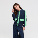 Aldo Martins Contrast Marino Kos Button-Up Cardigan with Pockets