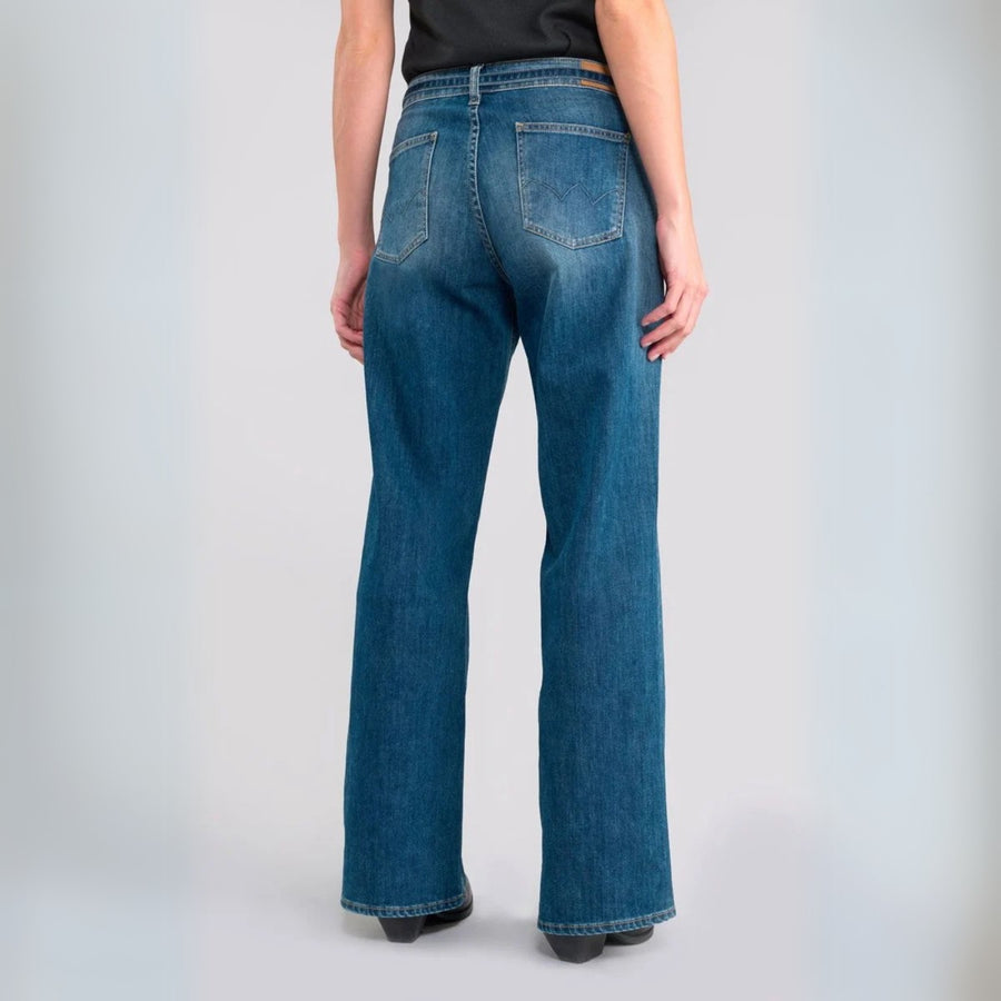 Le Temps Des Cerises Lauryn Jab High Waisted Blue Wide Leg Jeans with Belt