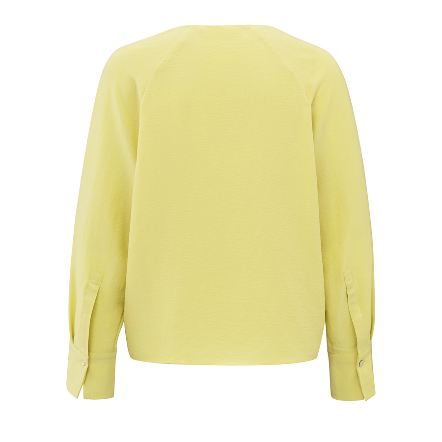 Yaya Shiny Lemon Grass Yellow V-Neck Top