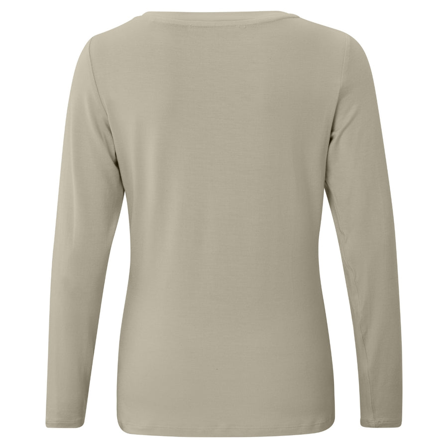 YAYA Aluminium Beige Boatneck Longsleeve T-Shirt