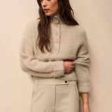 YAYA Cloud Grey Furry Sweater With Collar