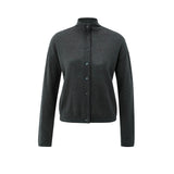 YAYA Oyster Black Textured Cardigan With High Neckline