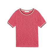 Le Petit Etoile Madi Fraise Ecrasee Pullover with Crotchet Hem Detail