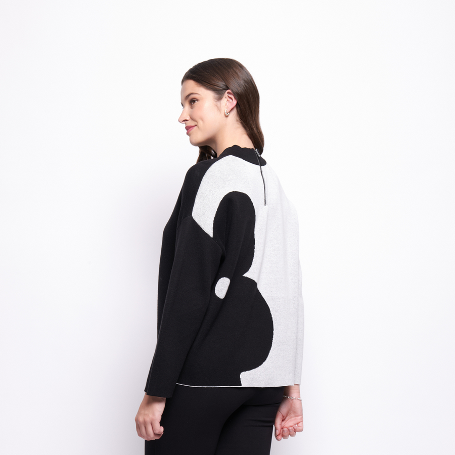 FOIL Mono Flower Zip Code Sweater