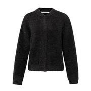 Yaya Glittery Black Furry Bomber Cardigan
