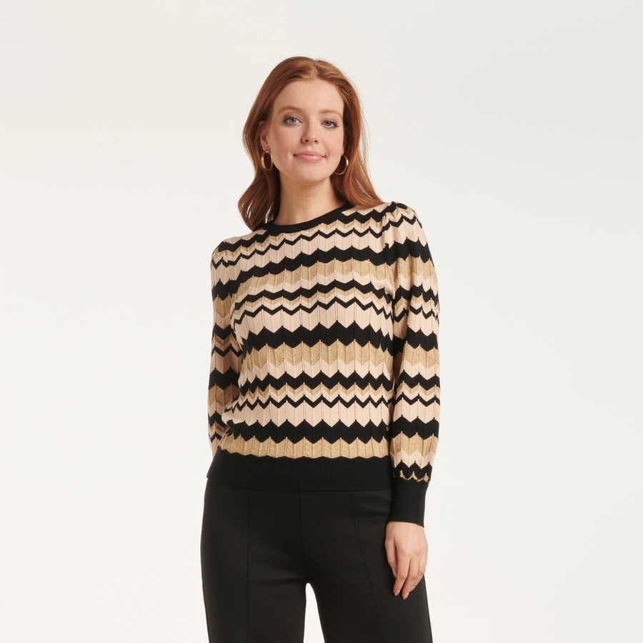 Smashed Lemon Sand-Black Striped Sweater