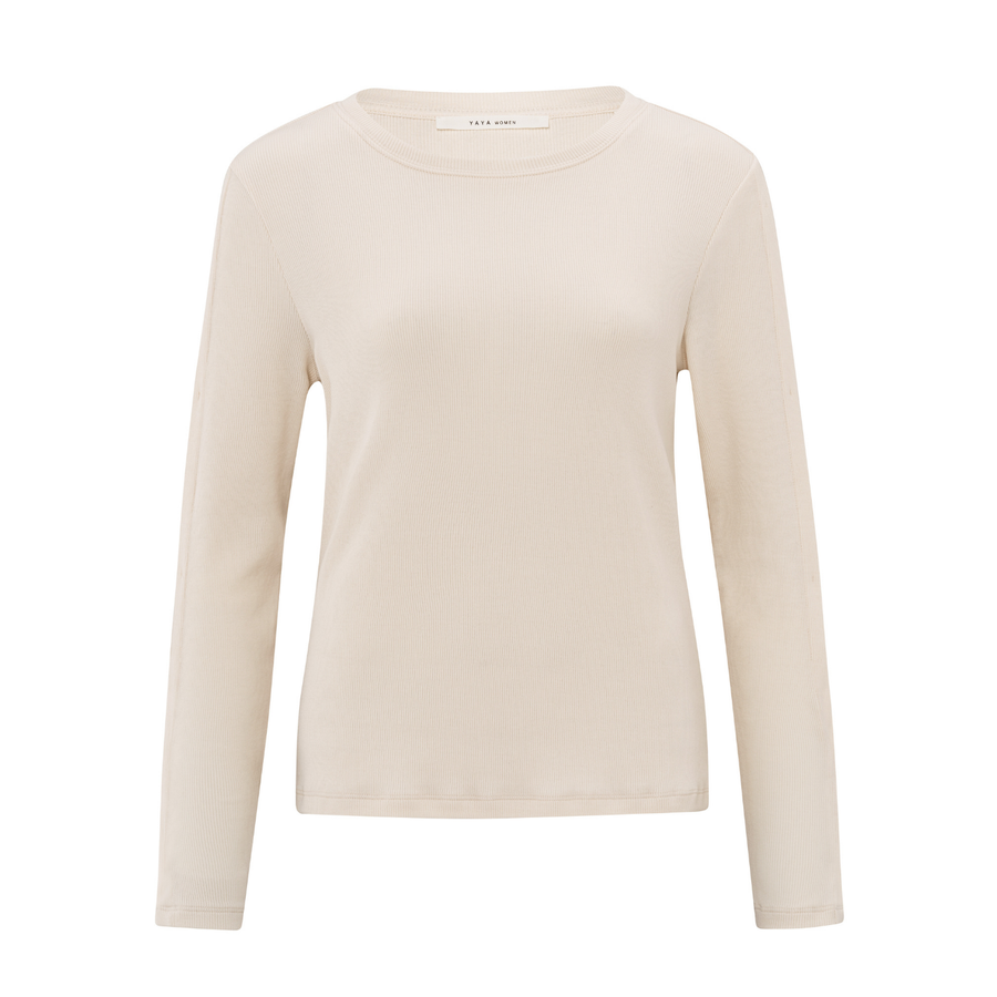 Yaya Off White Knitted Top with Button Details