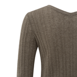 Yaya Greyish Brown Melange Fine Rib Knitted Cardigan
