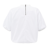 Yaya Pure White Puffed Woven T-Shirt with a Zip