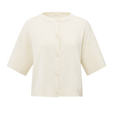 Yaya Off White Knit Short Sleeve Rib Stitch Cardigan