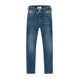 Le Temps Des Cerises Blue Silk High Waisted 7/8 Slim Jean
