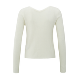 Yaya Wool White Fine Rib Knitted Cardigan