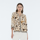 Andam Beige and Brown Printed Shirt with Geometric Neckline