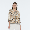 Andam Beige and Brown Printed Shirt with Geometric Neckline