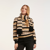 Smashed Lemon Striped Sand-Black Frill Scarf