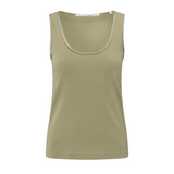 Yaya Soft Green Rib Singlet with Shiny Binding