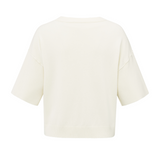 Yaya Off White Knit Short Sleeve Rib Stitch Cardigan