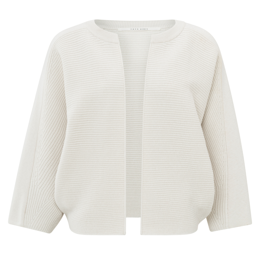 YAYA Chalk White Batwing Rib Cardigan