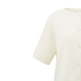 Yaya Off White Knit Short Sleeve Rib Stitch Cardigan