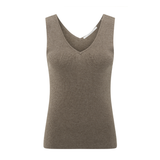 Yaya Greyish Brown Melange Fine Rib Knitted Tanktop