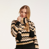 Smashed Lemon Striped Sand-Black Frill Scarf