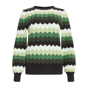 Smashed Lemon Green-Black Striped Sweater