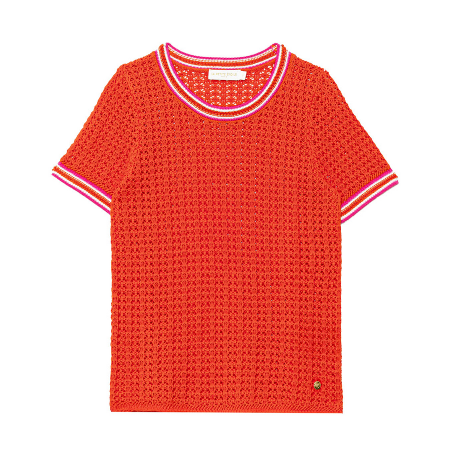 La Petite Etoile Mason Rouge Orange Short Sleeve Pullover
