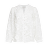 Smashed Lemon Floral Embroidered White Button-Up Blouse