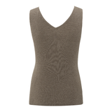 Yaya Greyish Brown Melange Fine Rib Knitted Tanktop
