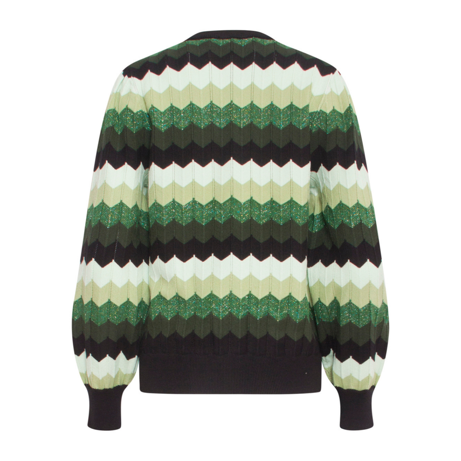 Smashed Lemon Green-Black Striped Sweater