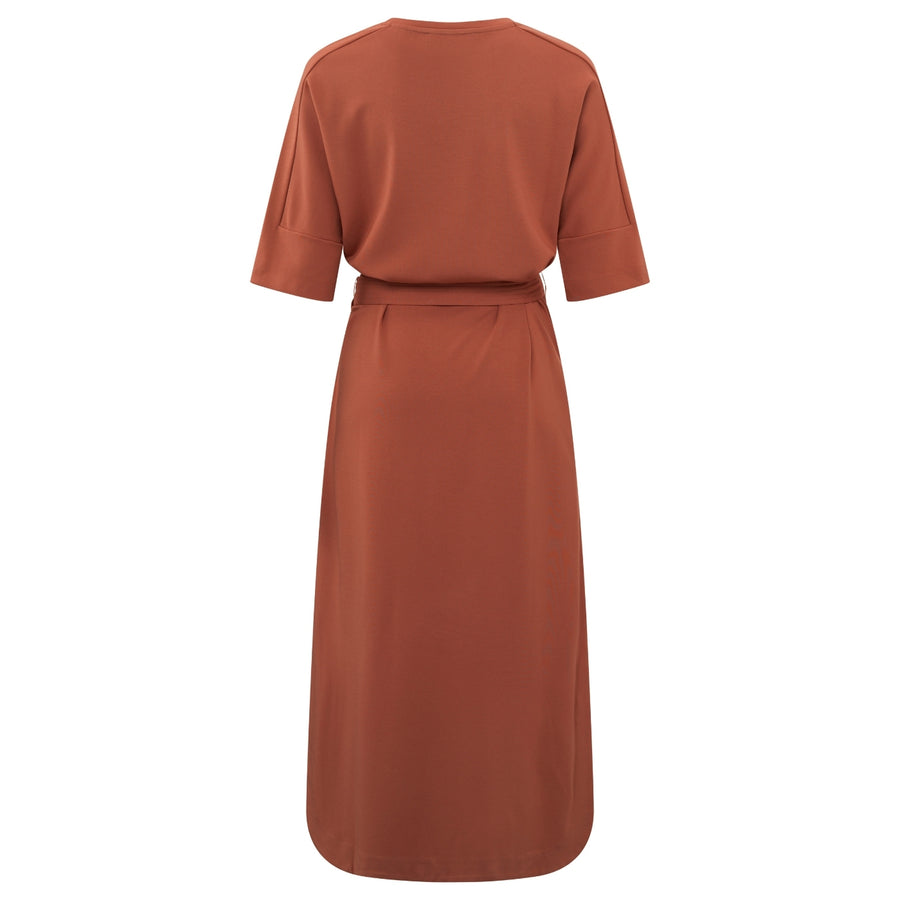 YAYA Jersey Belted Dress in Arabian Spice Red