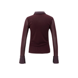 YAYA Fudge Purple Mesh Top With Removable Cuffs & Collar