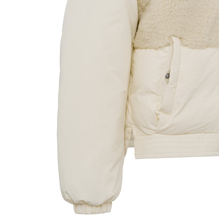 YAYA Bone White Teddy Bomber with Detachable Sleeves