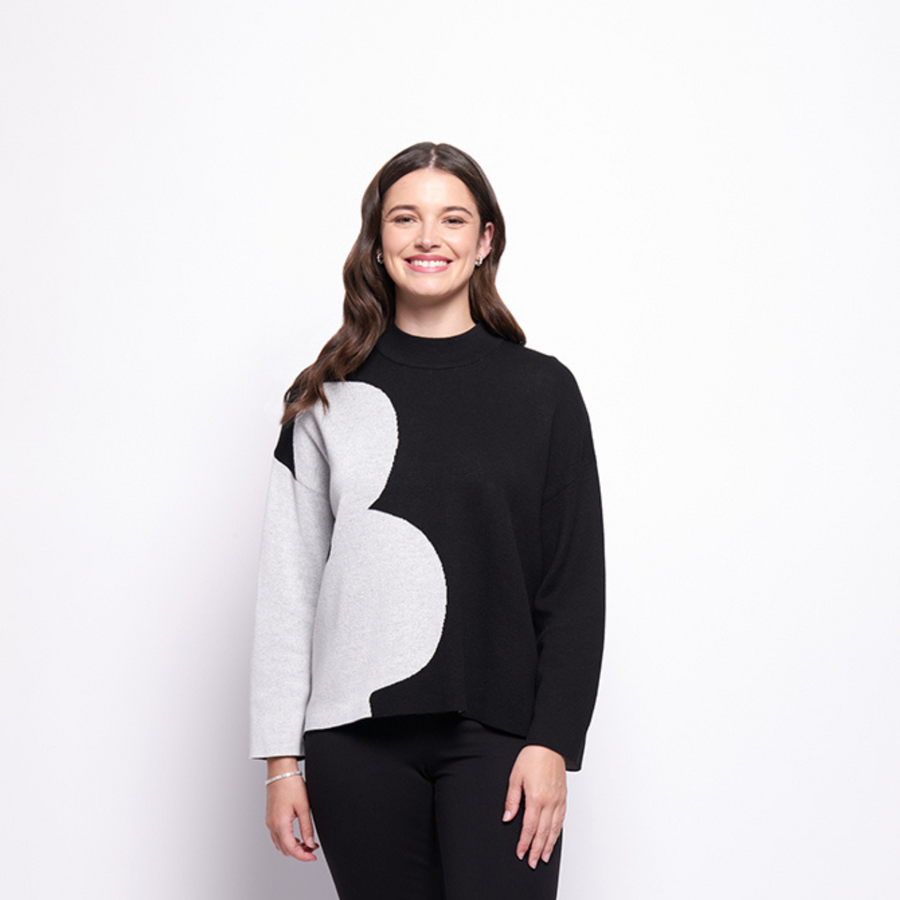 FOIL Mono Flower Zip Code Sweater