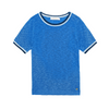 Le Petite Etoile Bleu Madi Pullover with Crotchet Hem Details
