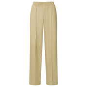 YAYA Parsnip Yellow Faux Leather Wide Leg Trousers with Elastic Waistband