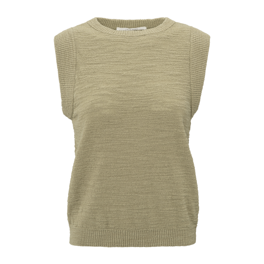 Yaya Soft Green Textured Sleeveless Sweater