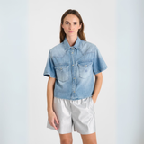 Le Temps Des Cerises Blue Jean Mona Button Up Top