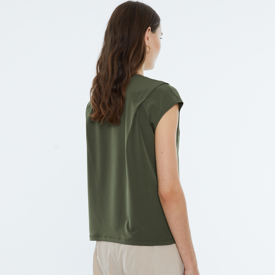 Andam Khaki V-Neck T-Shirt
