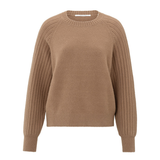 Yaya Chocolate Malt Taupe Ribbed Sweater
